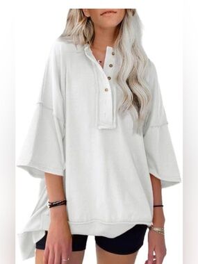 Short Sleeve Tops Oversized Tee Shirt Dressy sz-XL